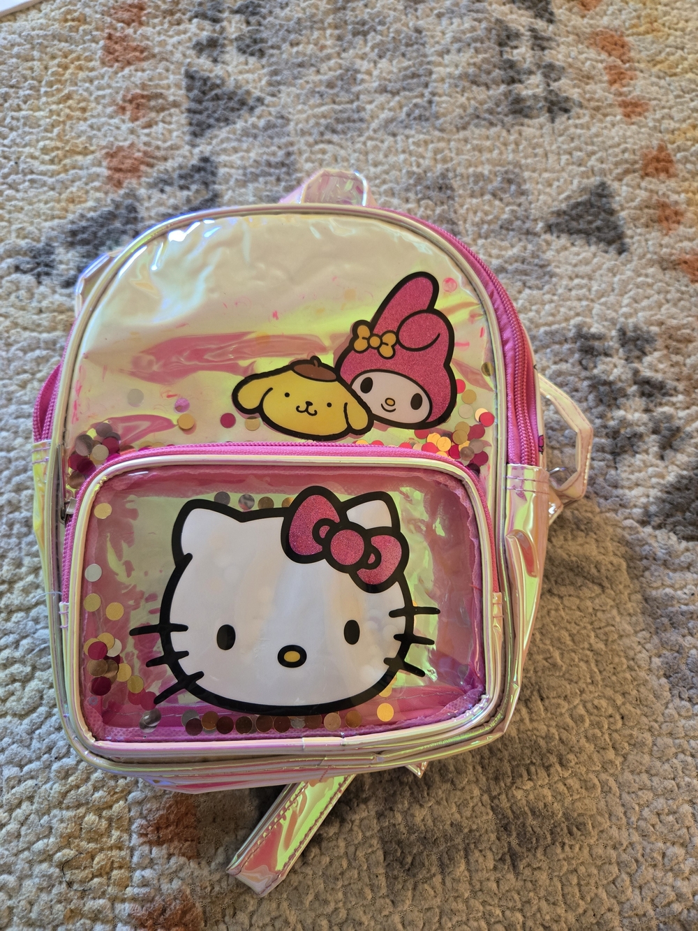 Hello Kitty Iridescent Pink Sequin Confetti Kids Backpack